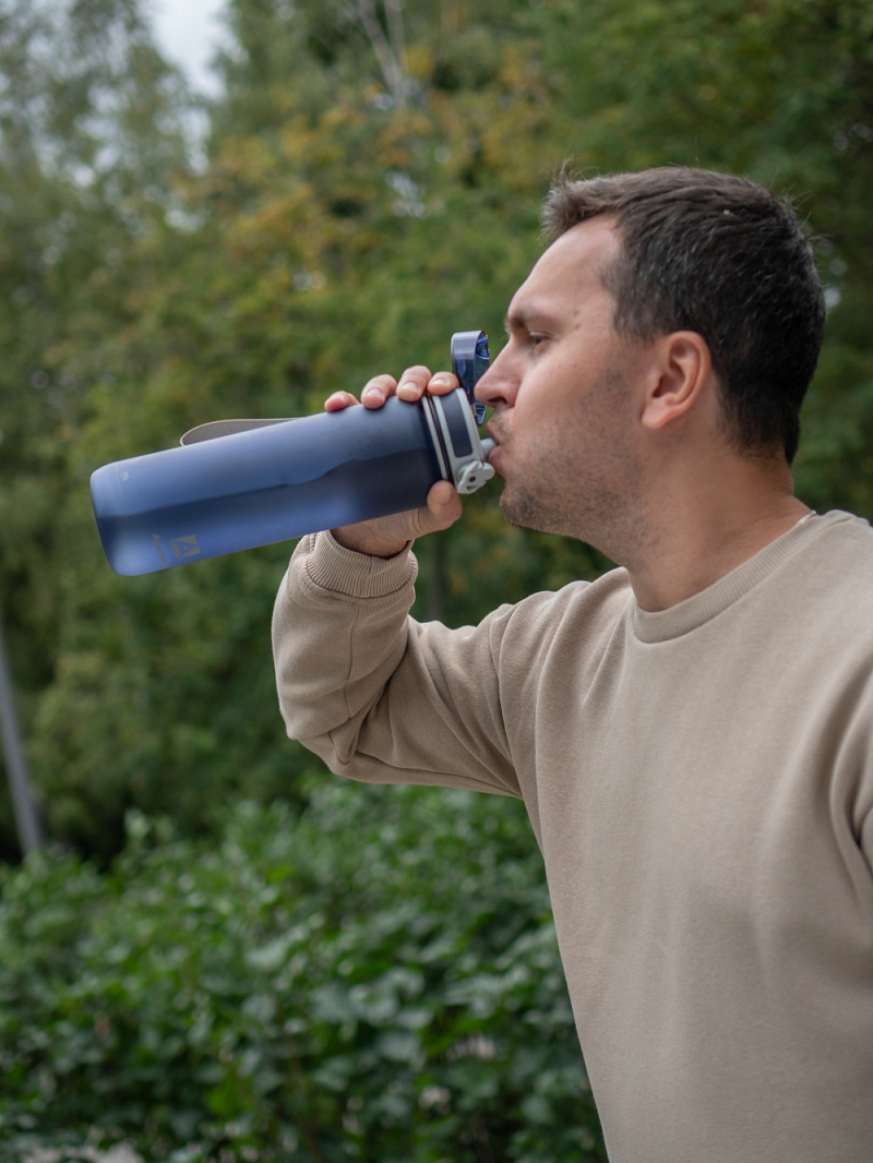 Питьевая бутылка 720 из тритана 0.5л, синяя матовая, с ситечком - 6