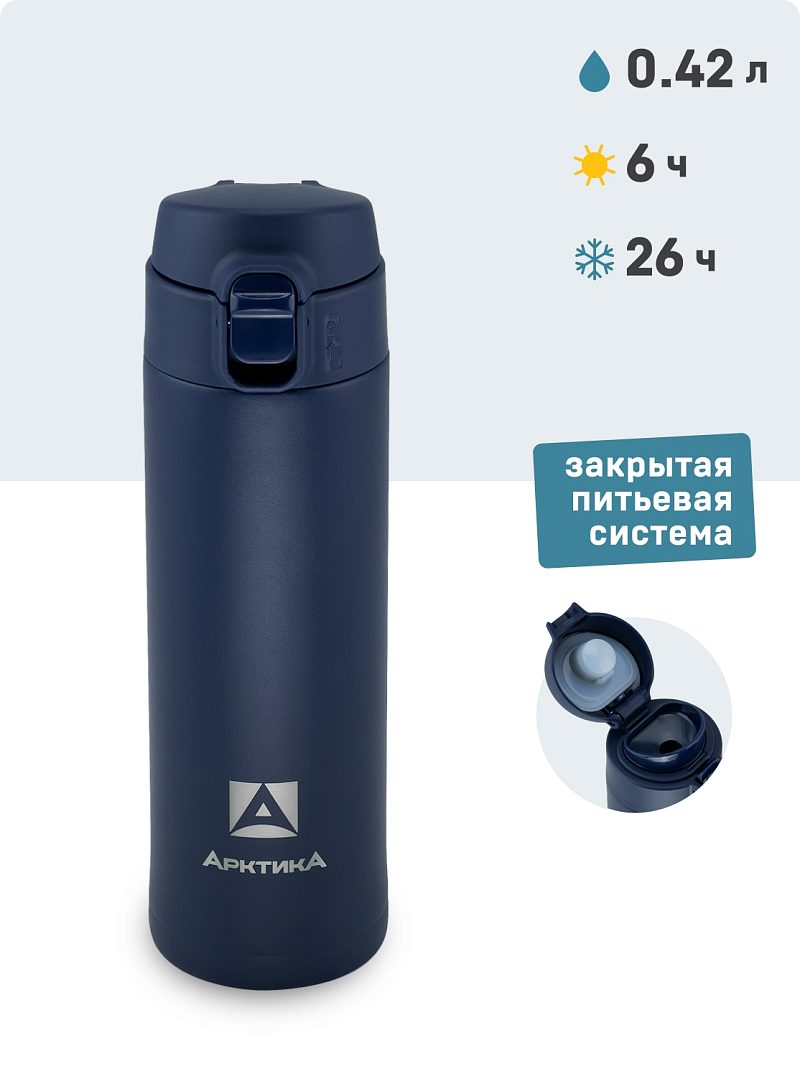 Синяя городская термокружка на 0.42л (Уценка) - 1