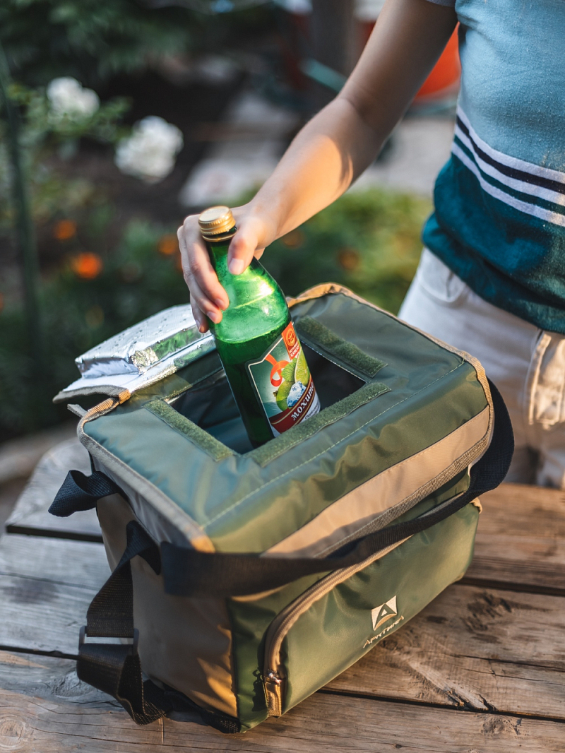 Зеленая сумка-холодильник 3000 классическая с люком на 20л - 4