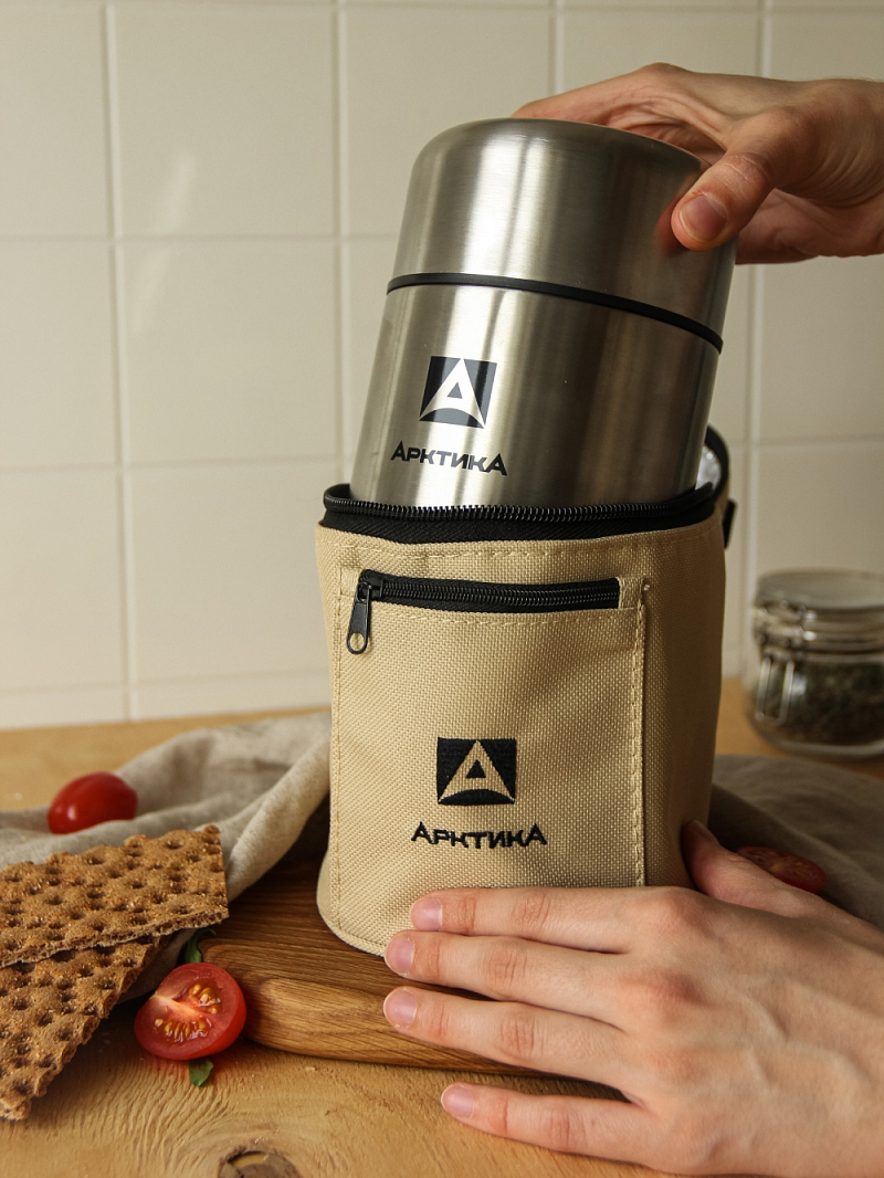 Термос 301 с широким горлом и чехлом на 0.5л  - 2