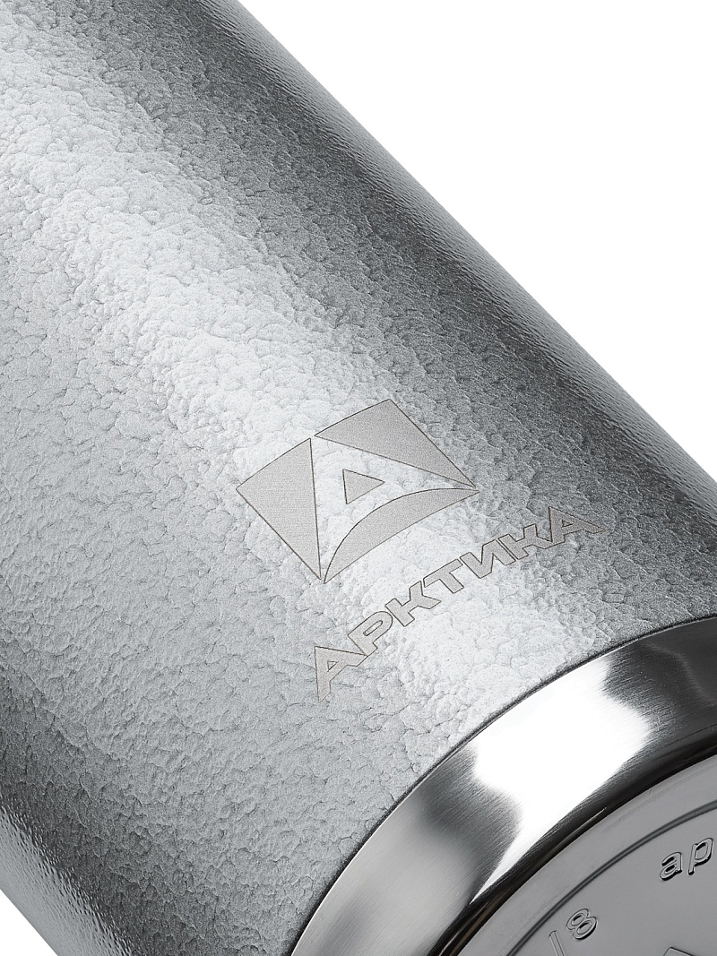 Термос серии 106 на 1.2л серебряный с узким горлом и молотковой эмалью - 5