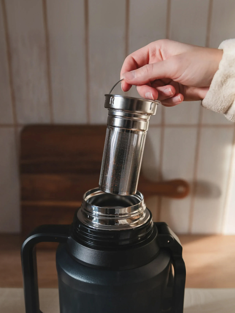 Термос 3л серии 206 чёрный с ситечком (уценка) - 7