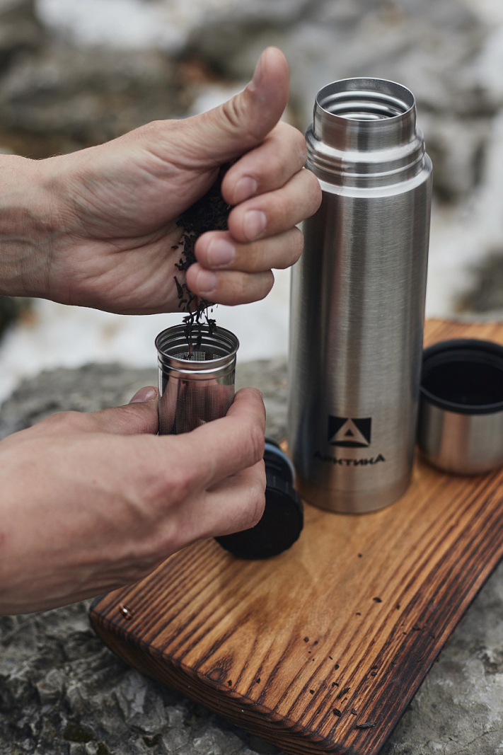 Термос серии 101 на 0.5л стальной с узким горлом и пробкой с ситом - 3