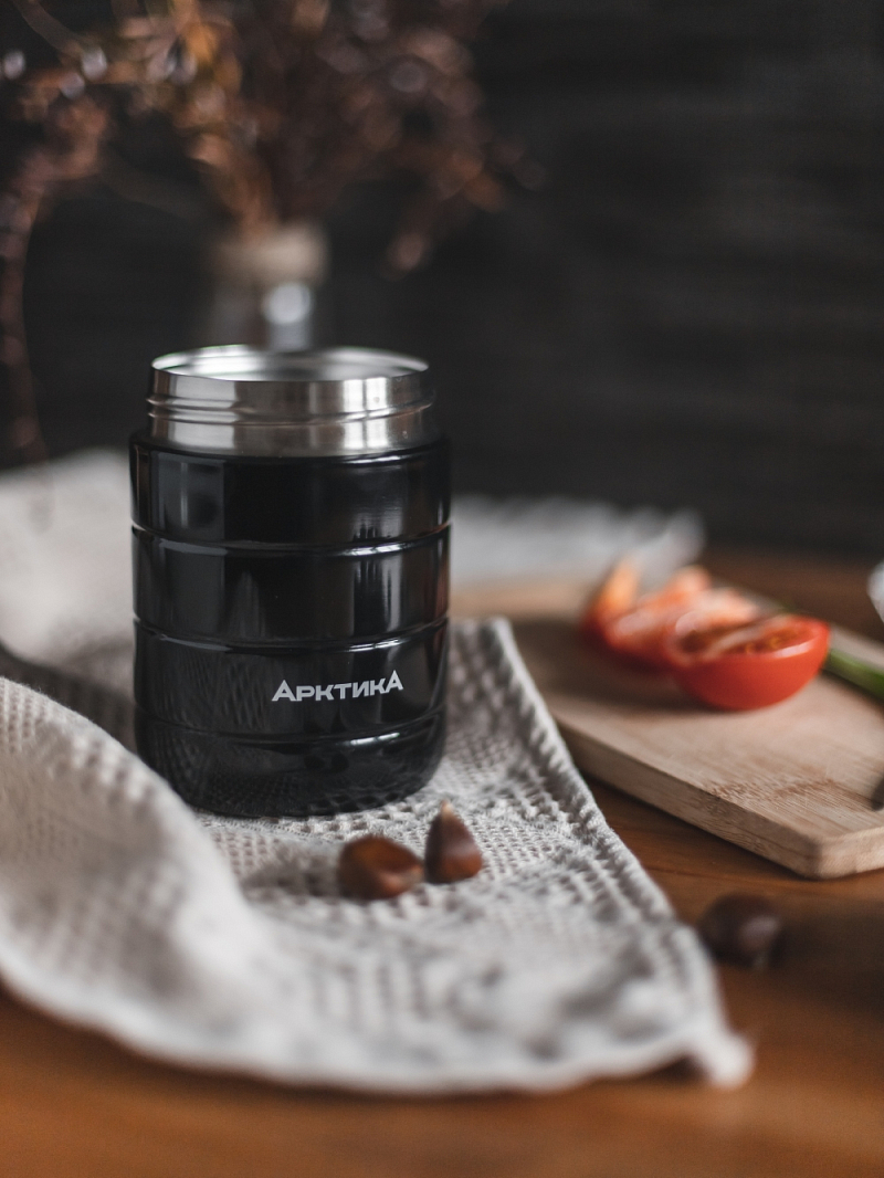 Компактный черный термос 307 для еды на  0.48л - 2