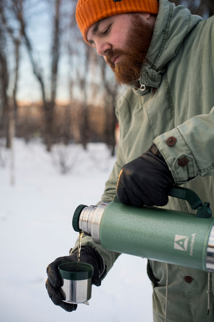 Термос серии 106P «УАЗИК» на 1.25л зелёный с ручкой - 6