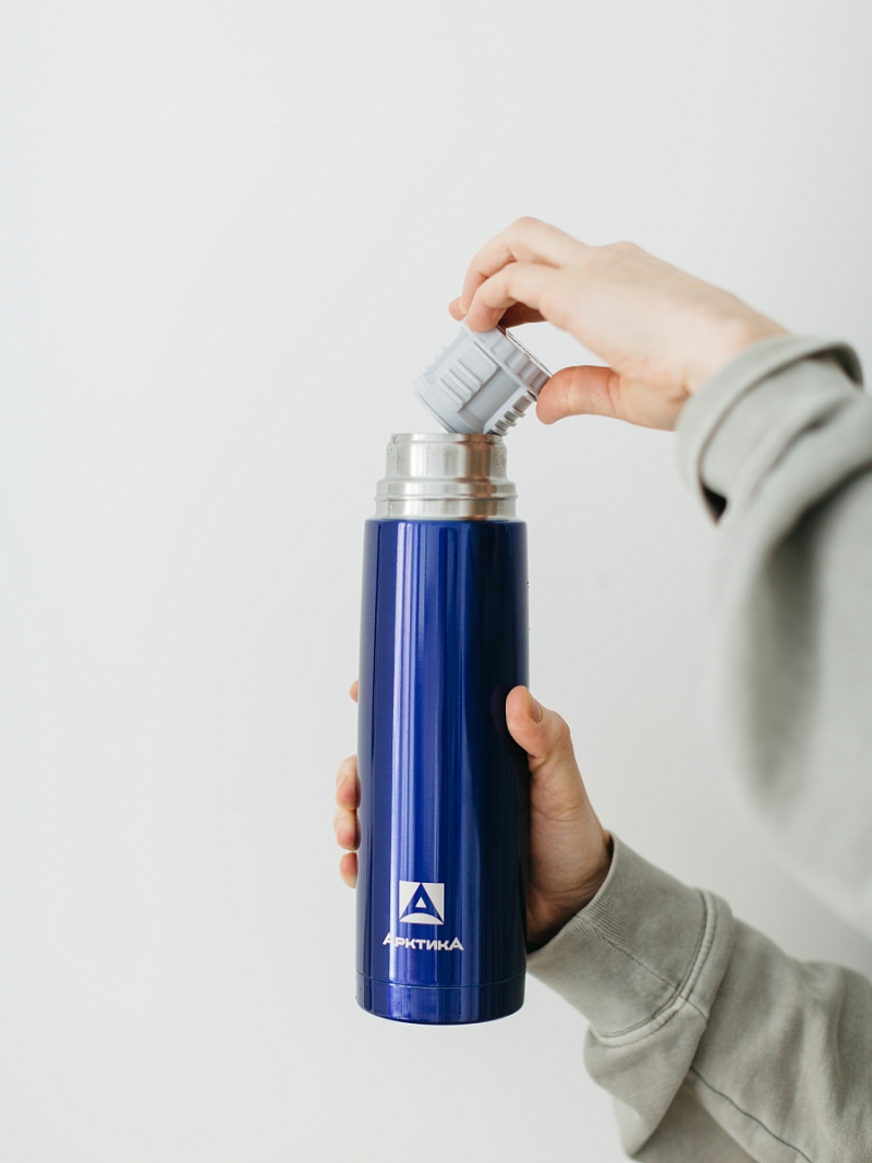  Термос серии 102 на 0.75л синий с узким горлом - 2