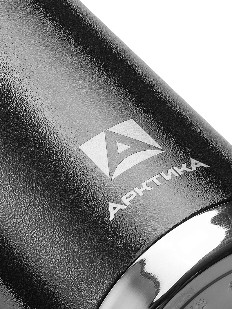 Термос серии 106 на 0.9л чёрный с ситечком и молотковой эмалью - 5