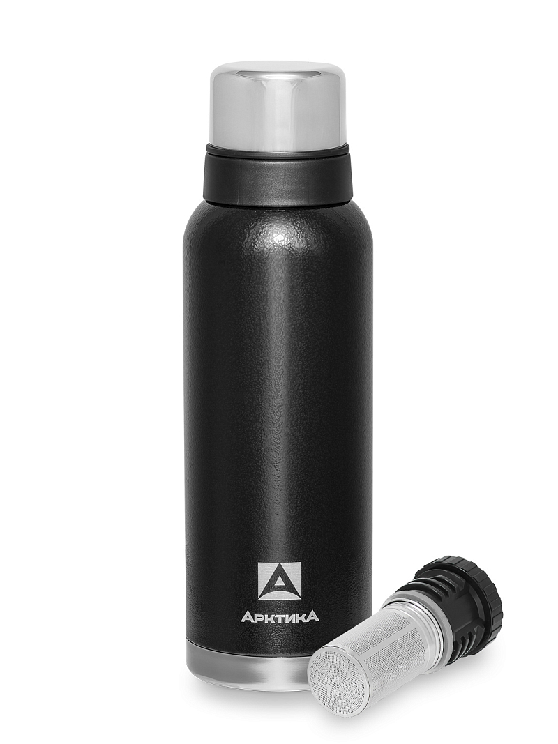 Черный термос 106 с узким горлом и ситечком на 1.2л - 1 Черный термос 106 с узким горлом и ситечком на 1.2л - 1