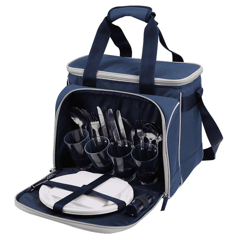 Синяя сумка-холодильник 4100 с набором посуды на 4 чел - 2