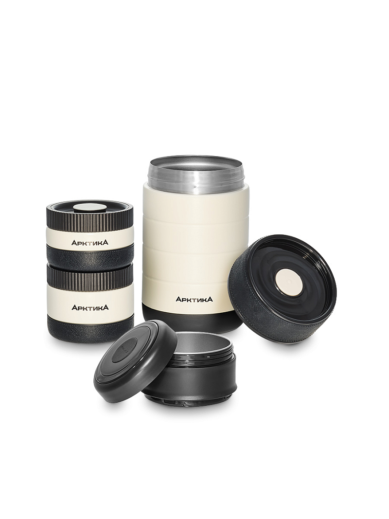 бежевый термос 308 для еды с контейнерами на 1.3л - 3