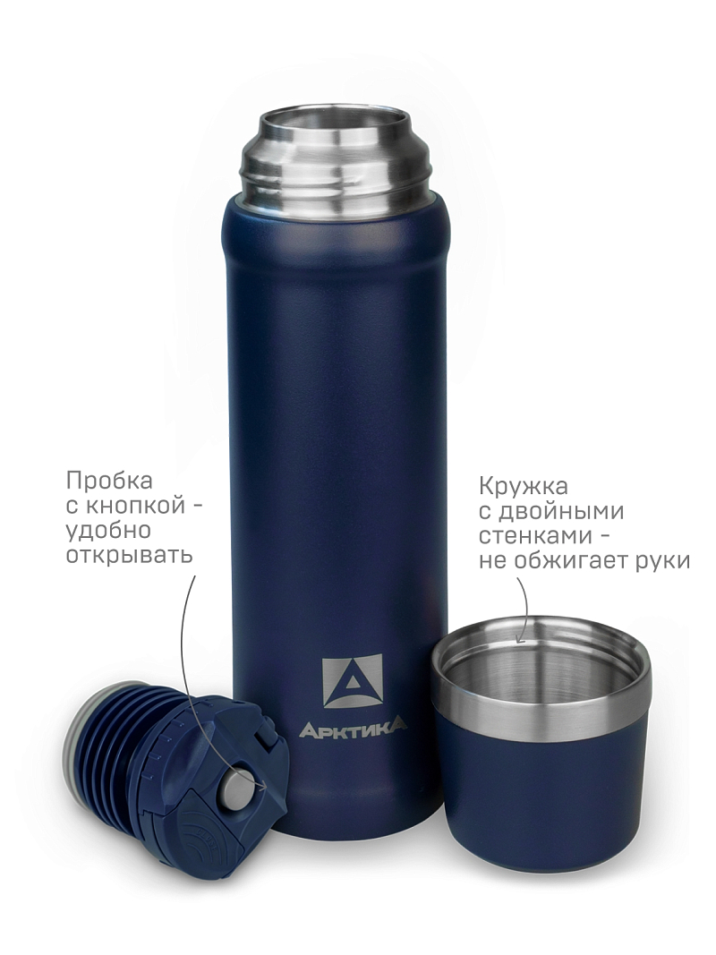 Термос серии 111 на 0.6л синий с питьевой системой - 4