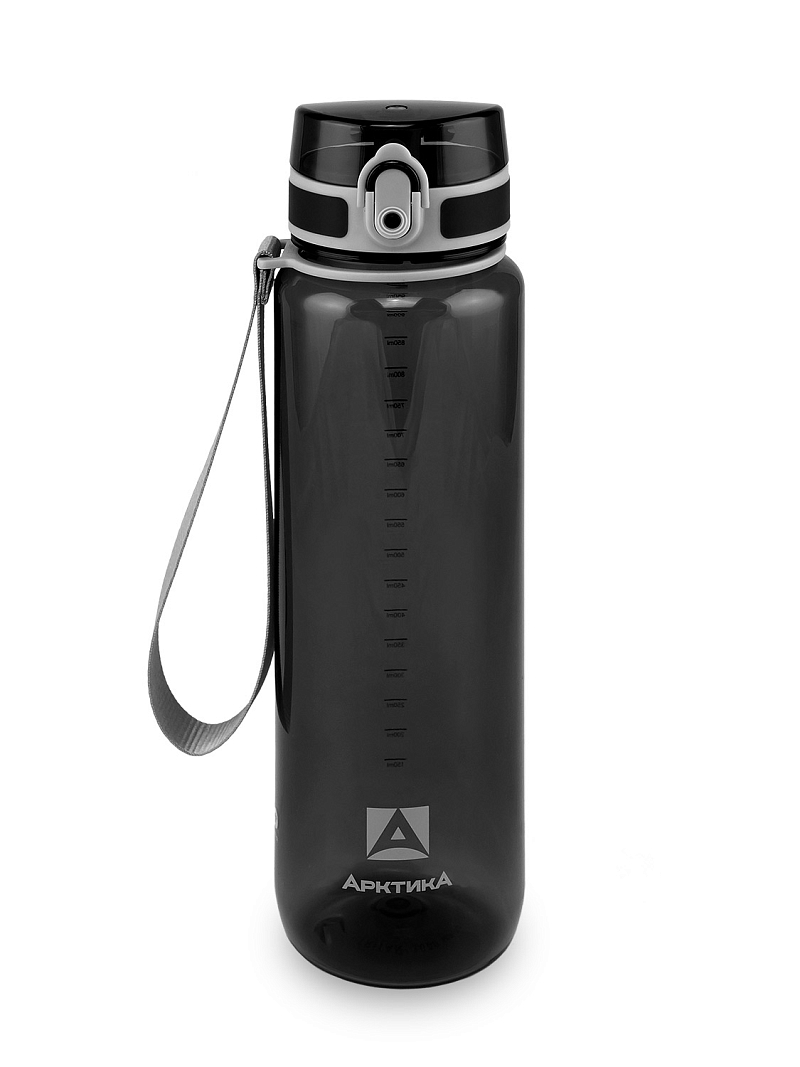 Питьевая бутылка 720 из тритана 1л, черная глянцевая, с ситечком - 1