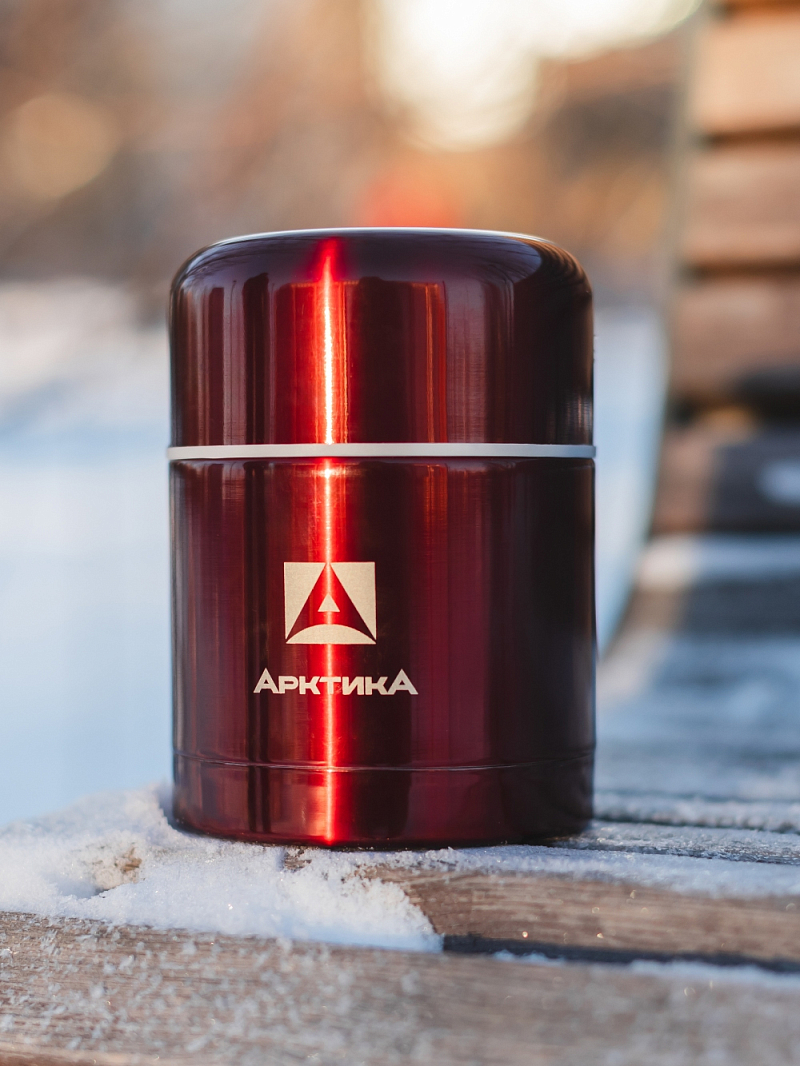 красный термос 302 с широким горлом на 0,5л - 2