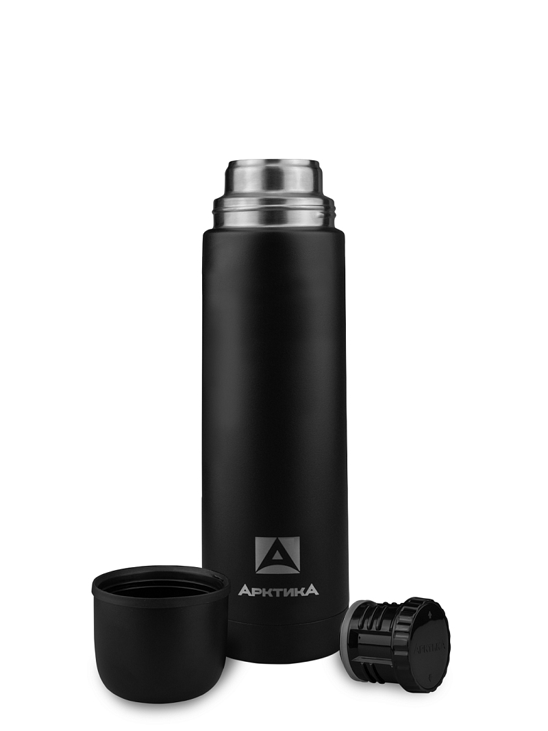Черный текстурный классический термос 102 с узким горлом на 0.75л - 3