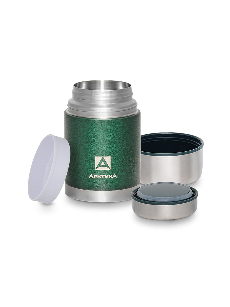 Зеленый термос 306 с чехлом и складной ложкой на 0.8л - 3