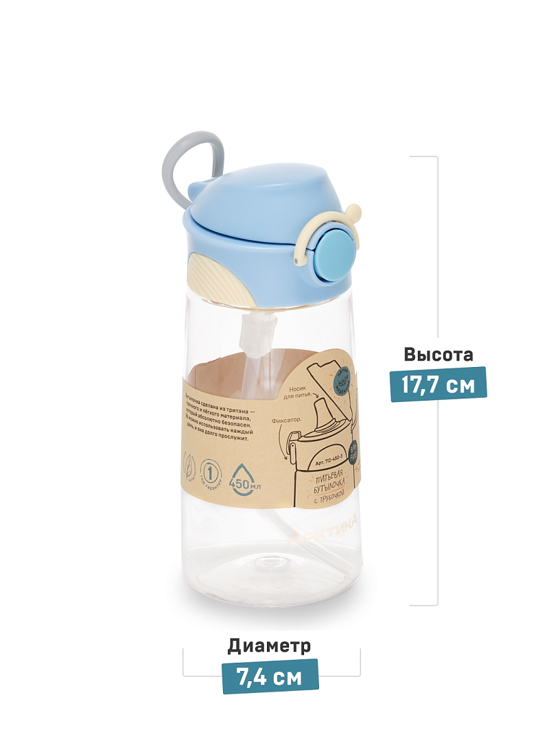 Голубая детская бутылочка на 0.45л  - 2