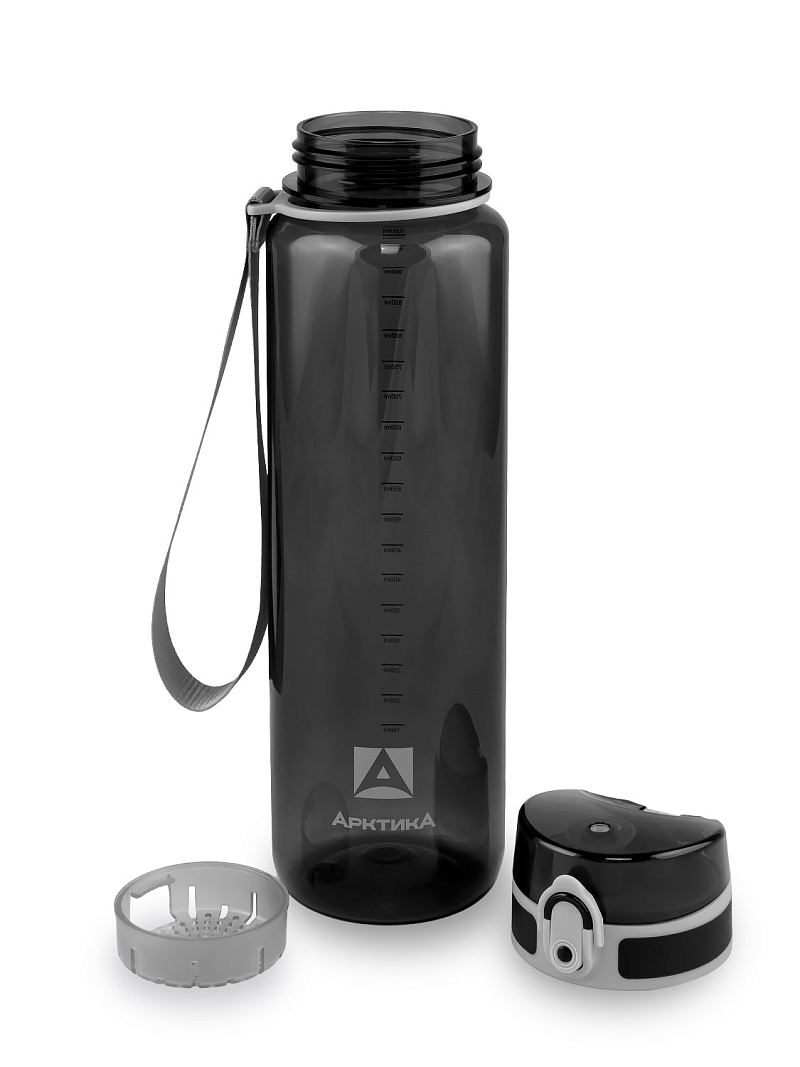 Питьевая бутылка 720 из тритана 1л, черная глянцевая, с ситечком - 7