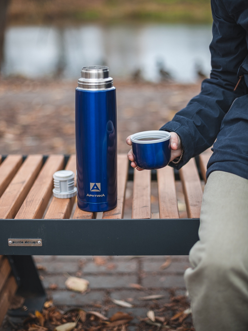  Термос серии 102 на 1л синий с узким горлом - 4