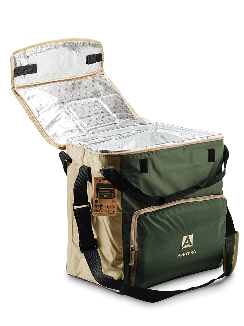 Зеленая сумка-холодильник 3001 классическая с люком на 30л - 9