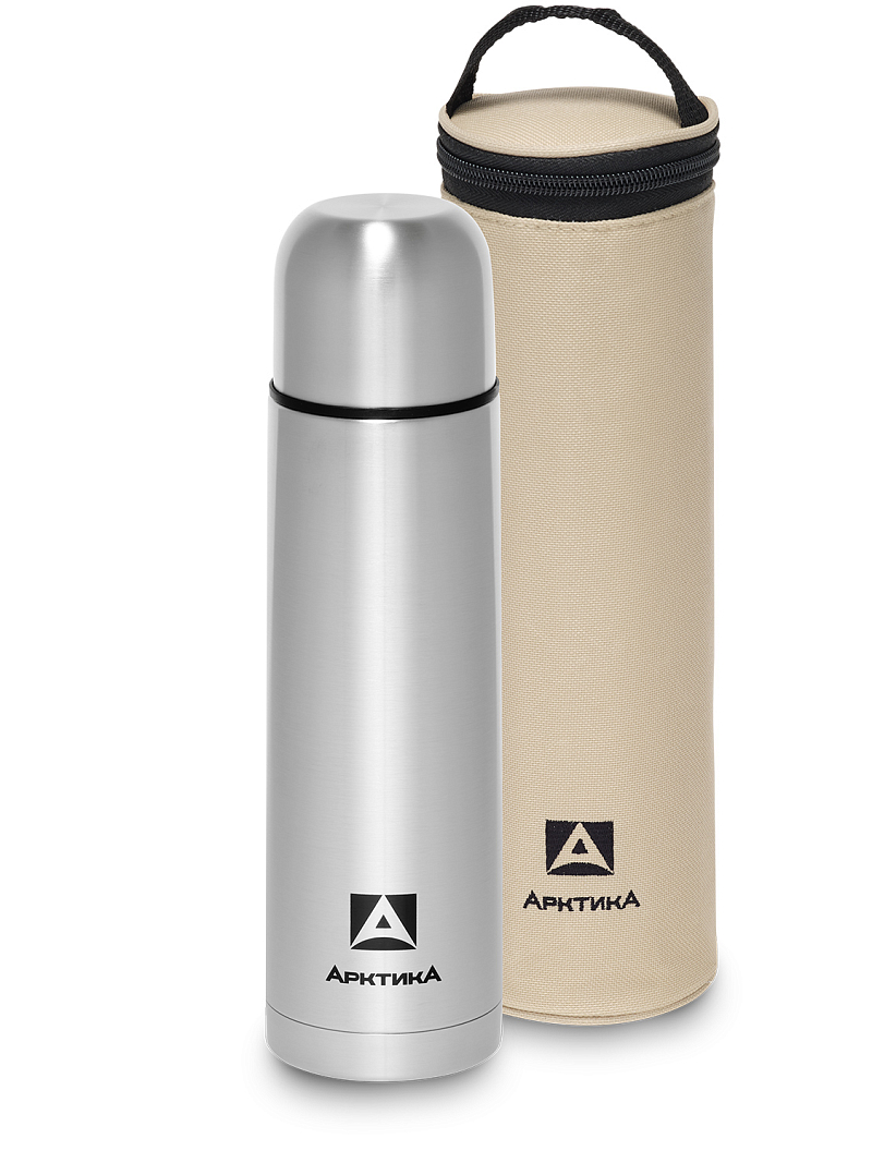 Термос серии 101 на 0.75л стальной с узким горлом в чехле - 1