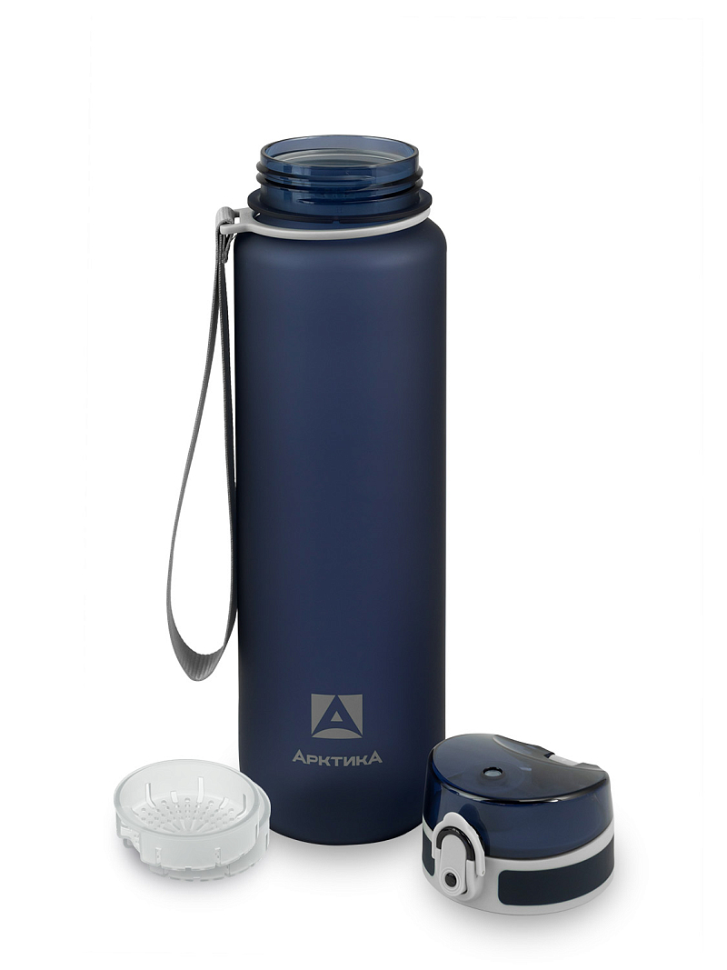 Питьевая бутылка 720 из тритана 1л, синяя матовая, с ситечком - 3