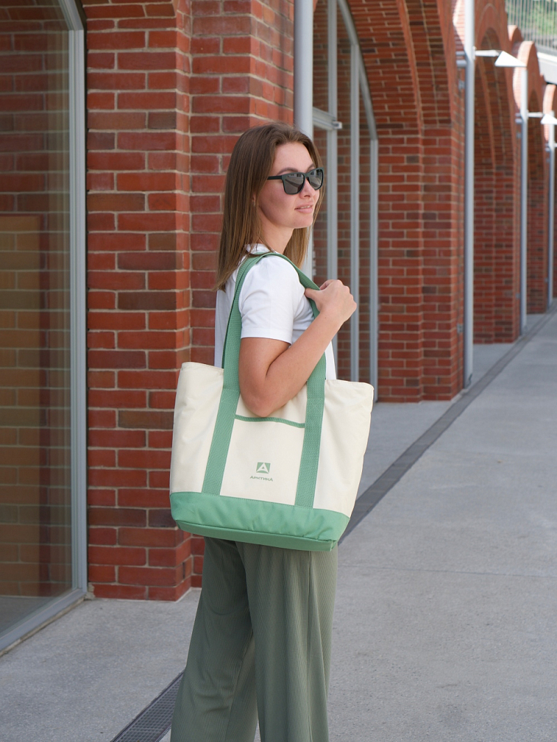 Термосумка шоппер 3400 зеленая на 17.5л - 10