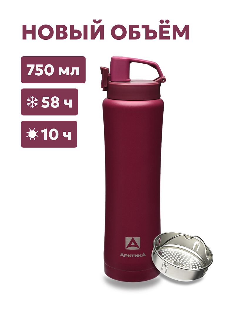 Термокружка 0.75л серии 702 «Сититерм» «Вишня» с ситечком (уценка) - 1