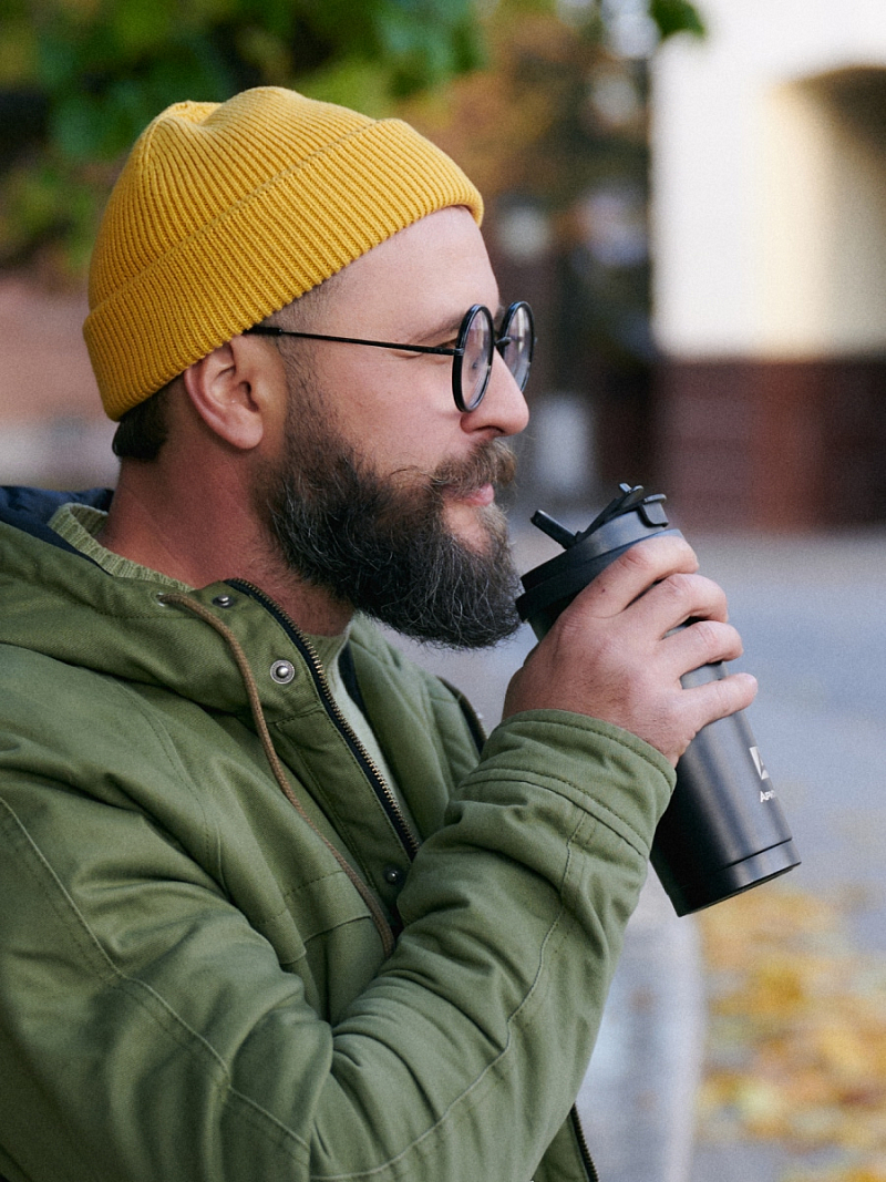 Термокружка 0.5л серии 714 чёрная с двойной питьевой системой - 4