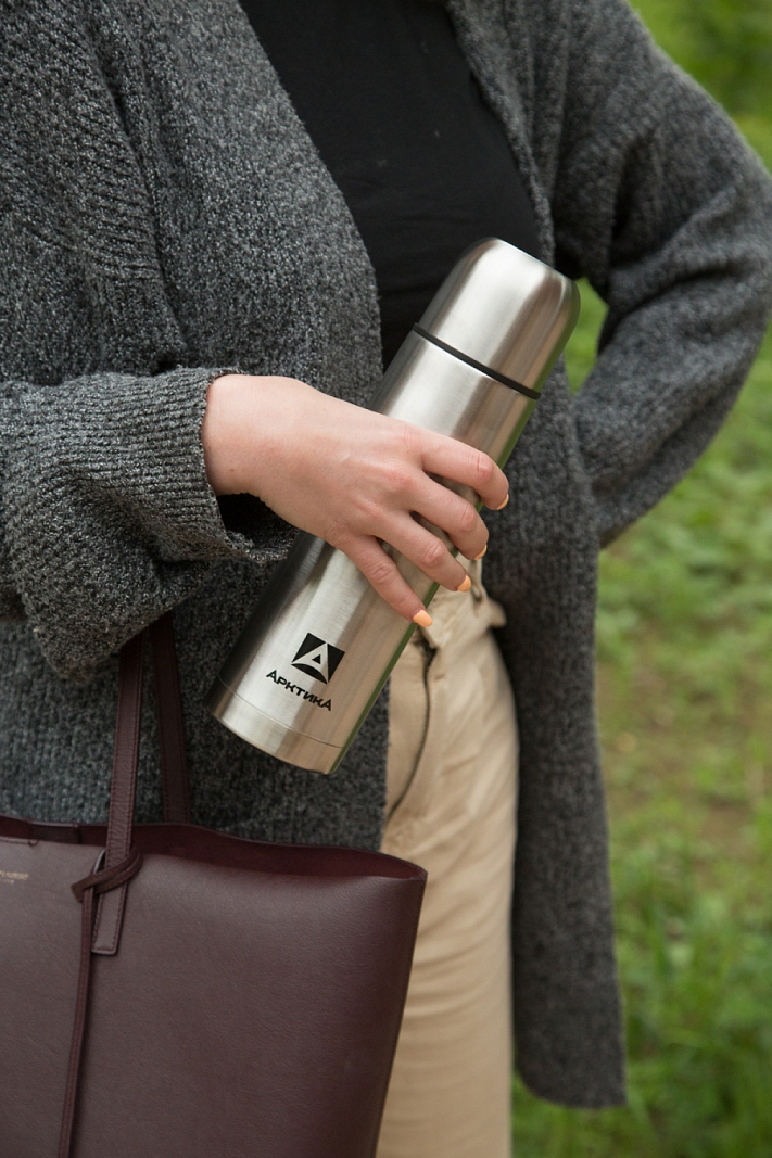 Термос серии 101 на 0.75л стальной с узким горлом в чехле - 6