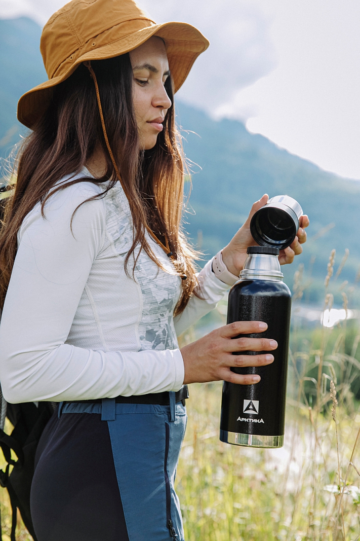 Черный термос 106 с узким горлом на 1.2л - 2