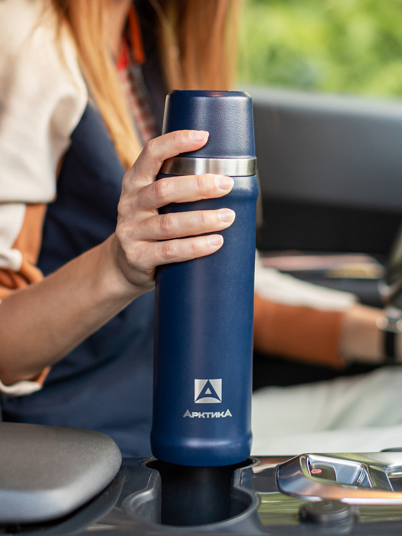 Термос серии 111 на 0.6л синий с питьевой системой - 3