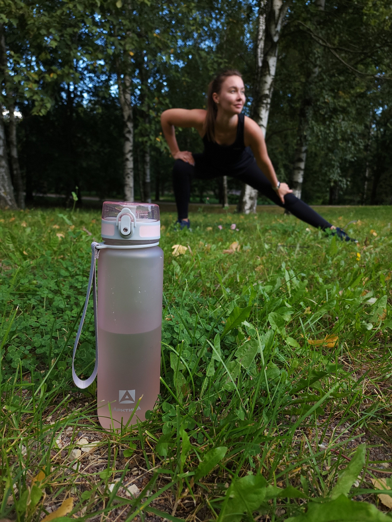 Питьевая бутылка 720 из тритана 1л, розовая матовая, с ситечком - 3