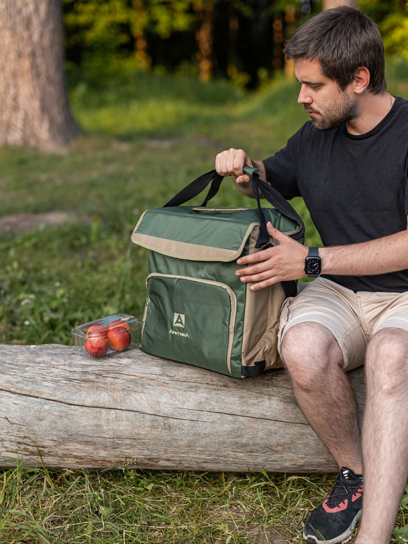 Зеленая сумка-холодильник 3000 классическая с люком на 30л - 2