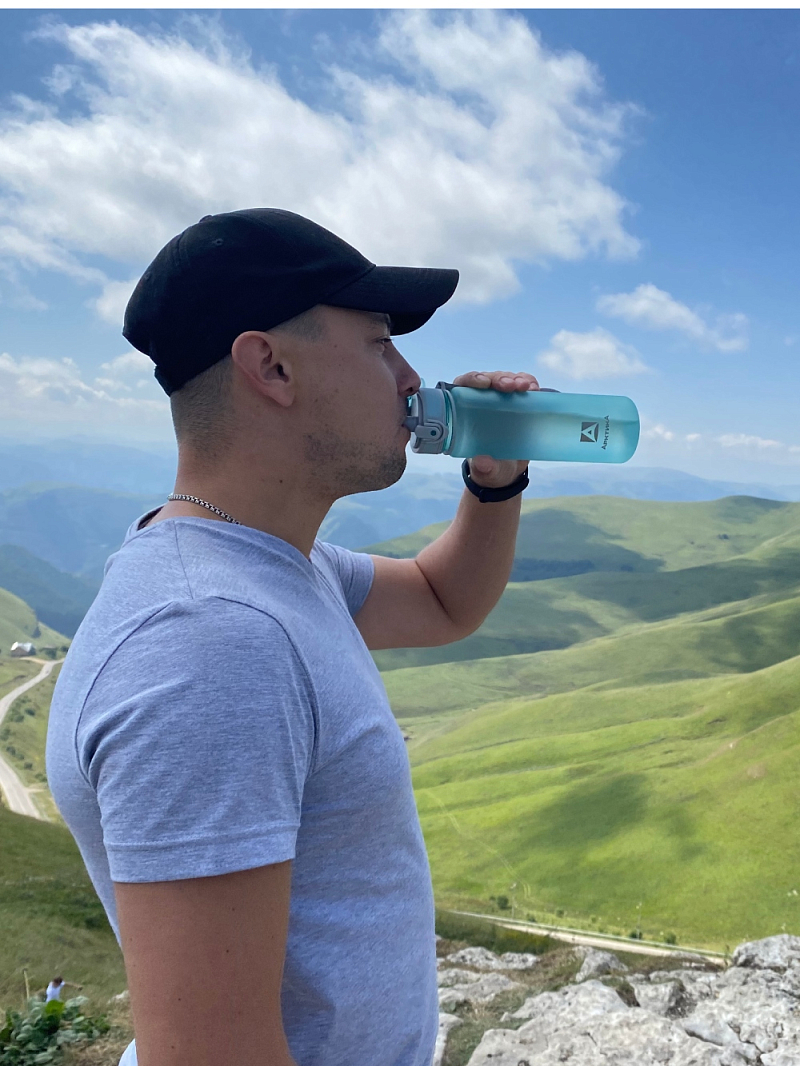 Питьевая бутылка 720 из тритана 0.5л, голубая матовая, с ситечком - 4