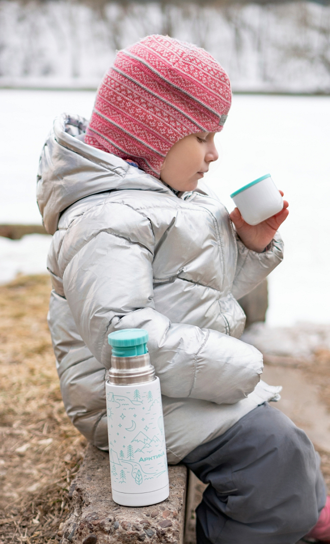 Белый термос с узким горлом на 0.35л - 2