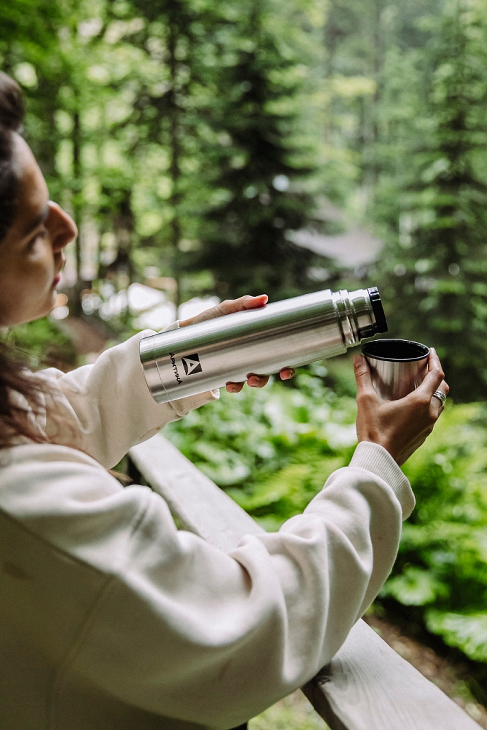 Термос серии 101 на 0.5л стальной с узким горлом в чехле - 4