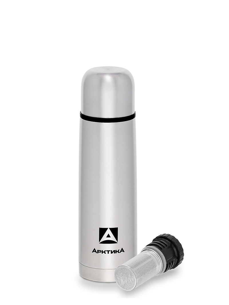 Термос серии 101 на 0.5л стальной с узким горлом и пробкой с ситом - 1