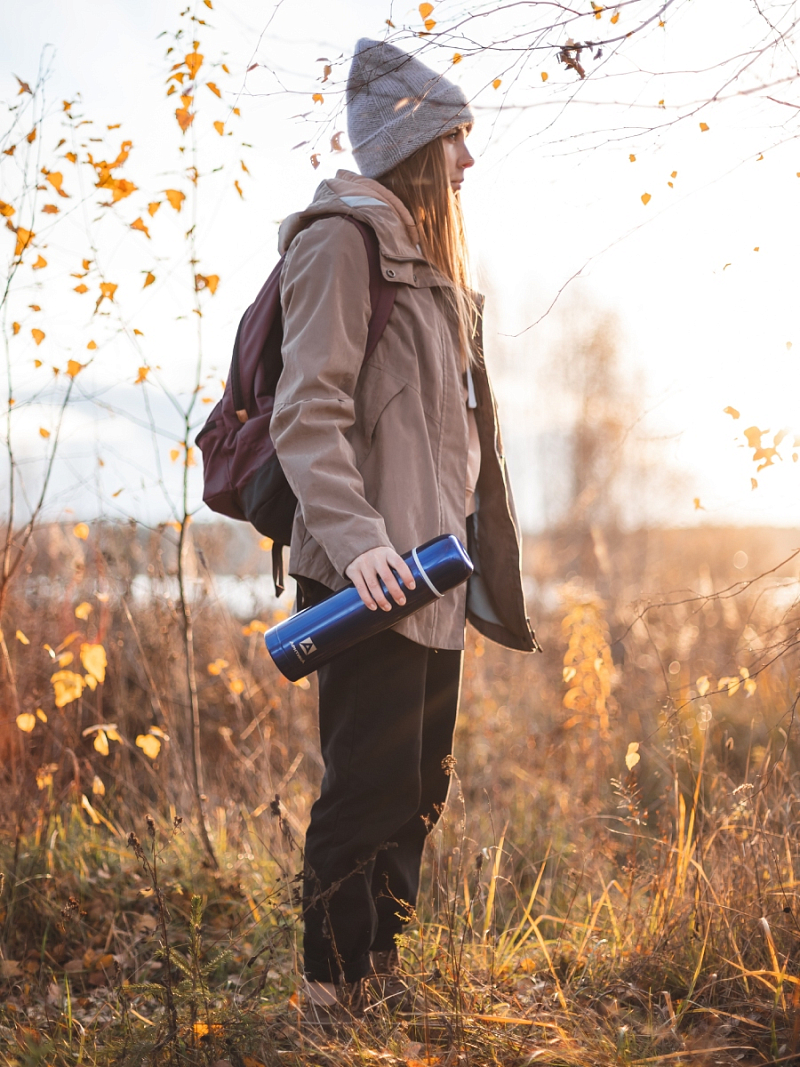  Термос серии 102 на 1л синий с узким горлом - 2