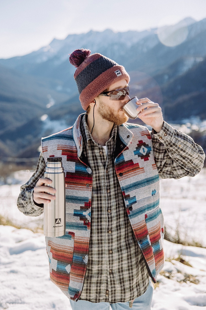 Термос серии 101 на 1л стальной с узким горлом - 4