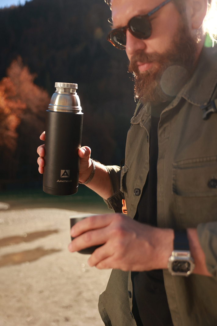 Черный термос 105 с узким горлом на 1л - 6