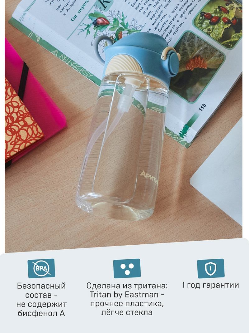 Голубая детская бутылочка на 0.45л  - 6