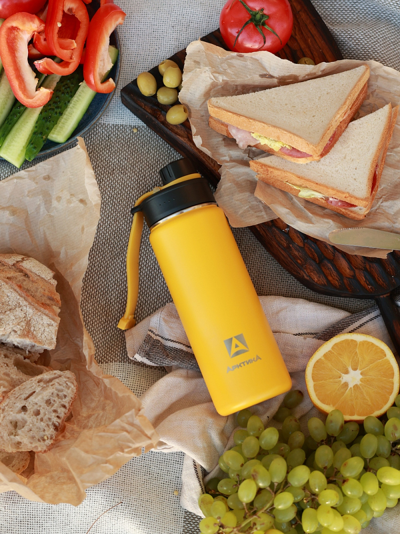 Термокружка серии 708 на 0.53л жёлтая со спортивной крышкой - 6