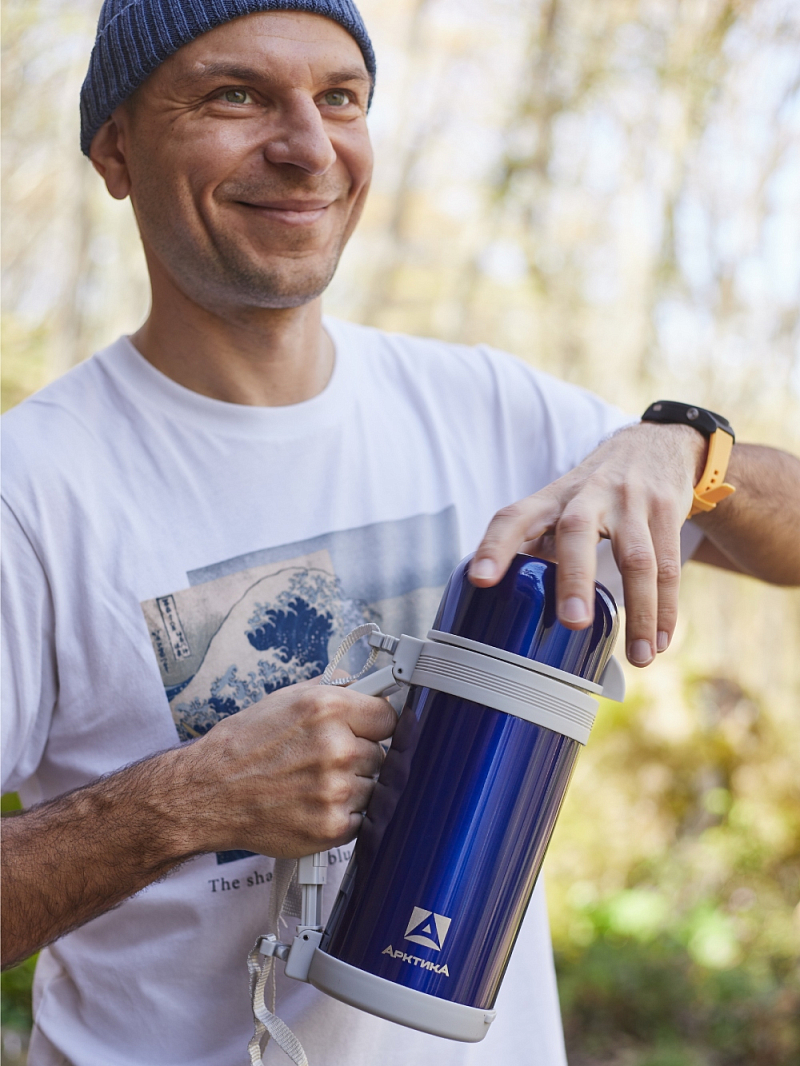 Синий универсальный термос 202 на 1.2л - 2