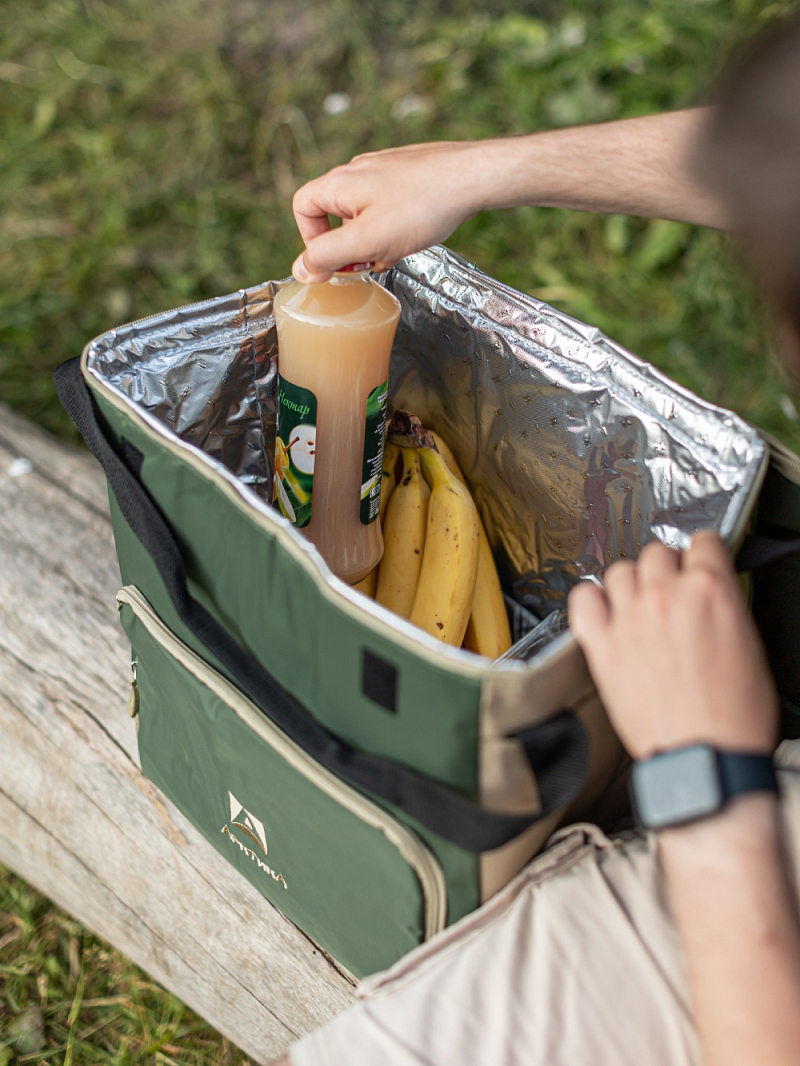 Зеленая сумка-холодильник 3001 классическая с люком на 30л - 8