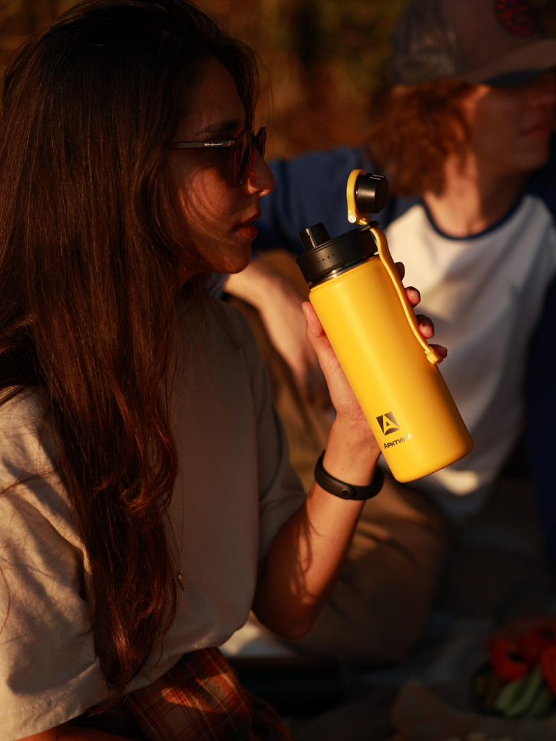 Термокружка серии 708 на 0.53л жёлтая со спортивной крышкой - 4