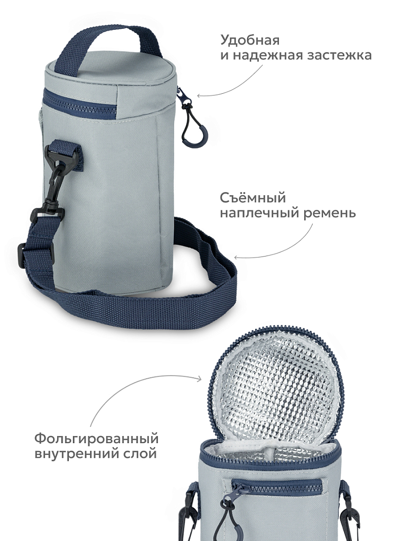 Серый термочехол для термоса для еды на 1л - 5 Серый термочехол для термоса для еды на 1л - 5