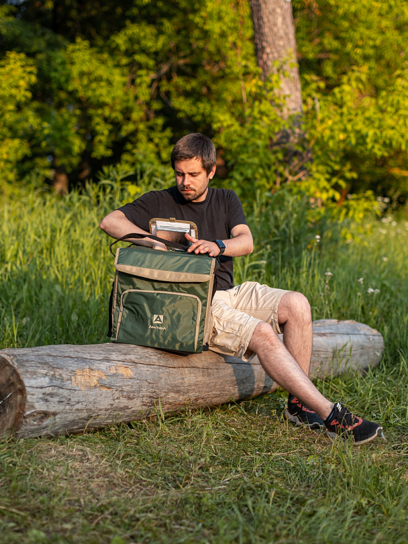 Зеленая сумка-холодильник 3001 классическая с люком на 30л - 2