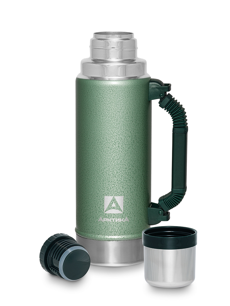 Термос серии 106P «УАЗИК» на 1.25л зелёный с ручкой - 3