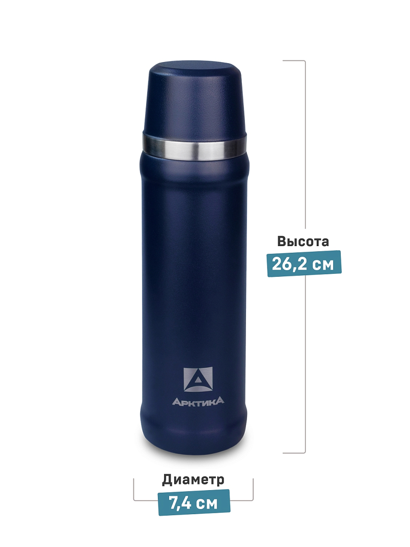 Термос серии 111 на 0.6л синий с питьевой системой - 2