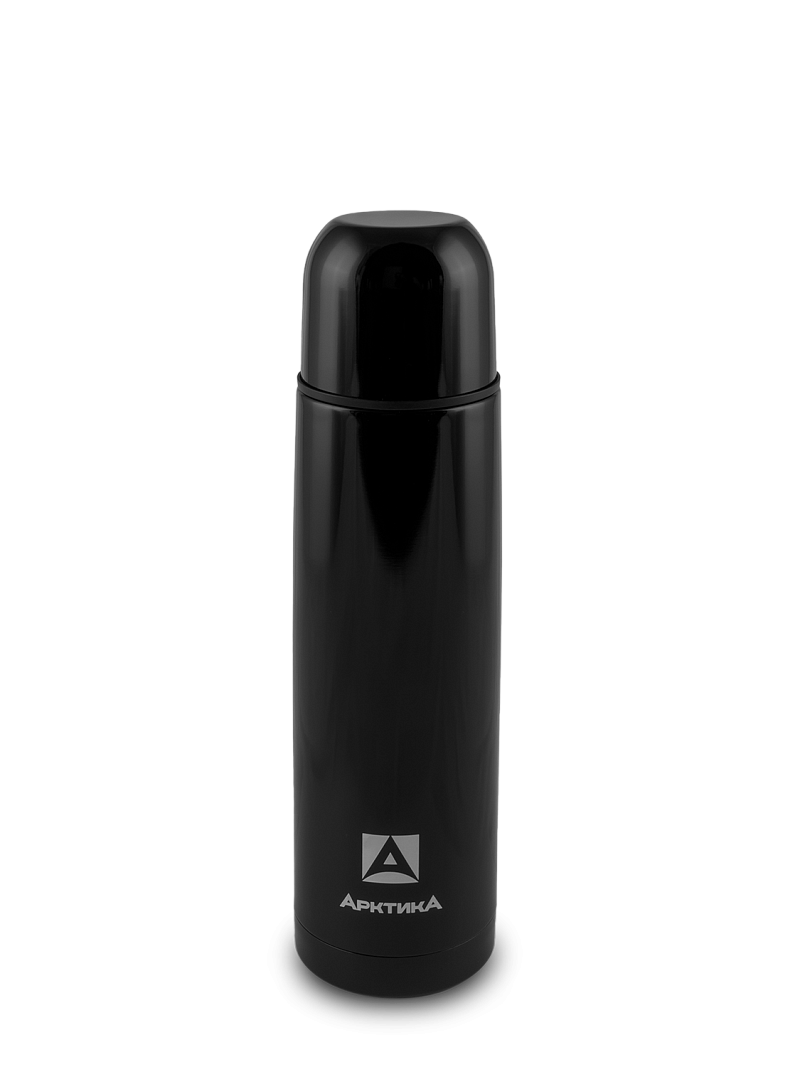 Глянцевый черный термос с узким горлом на 0.75л (уценка) - 1